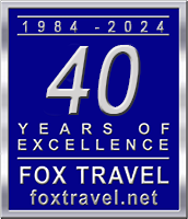 Header: Fox travel 40 years of excellence.
Theme: Fox travel 40 years of excellence theme layout.