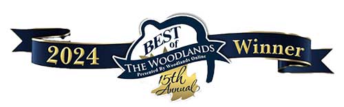 Award ribbon graphic reading "best of the woodlands 2024 winner